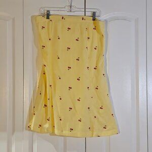 Jessica Simpson Dress Sz L Yellow Cherry Print Y2K Mini Coquette Soft Girl